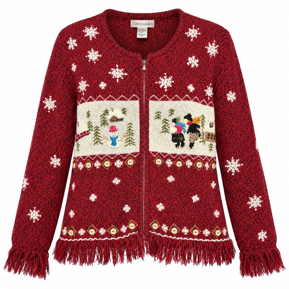 Vintage Coquette Cottagecore Ugly Christmas Sweater Cardigan Womens M Kitschy